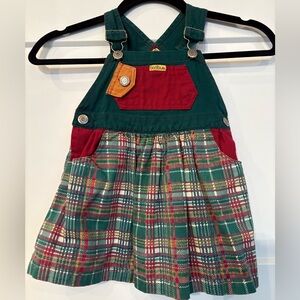 Vintage Bonjour Red and Green Plaid Overall Dress